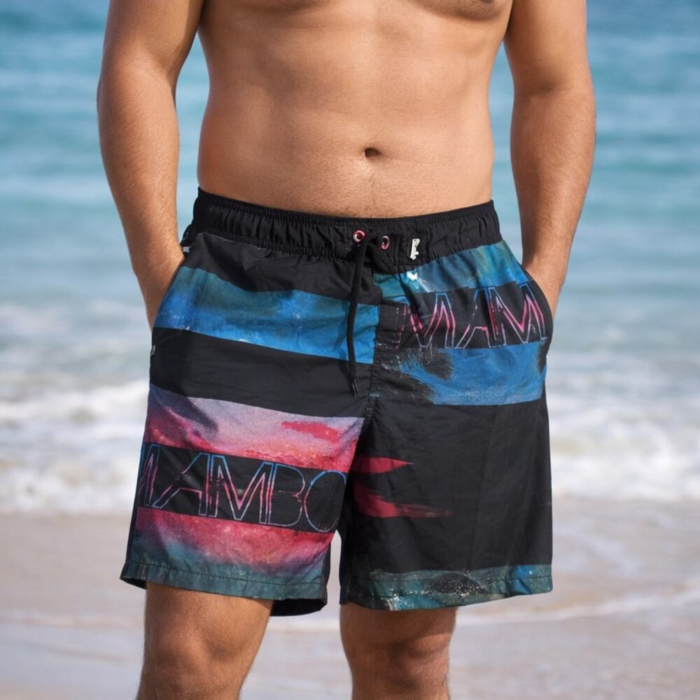 Mambo Australia Graphic Board Shorts Mens L Y2K Surf Swim Trunks Retro Beach